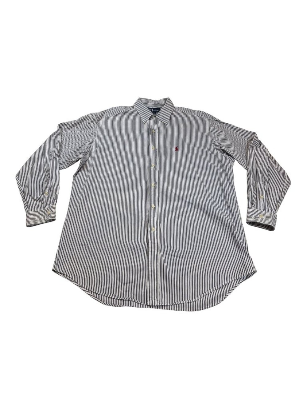 Ralph Lauren Blaire Blue & White Striped Cotton Long-Sleeve Shirt Mens L (D1115)